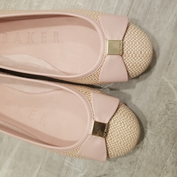 💕TED BAKER LONDON💕 Sualli Flat Raffia Pink Bow Ballet Pumps 38 New Without Box - Picture 14 of 16